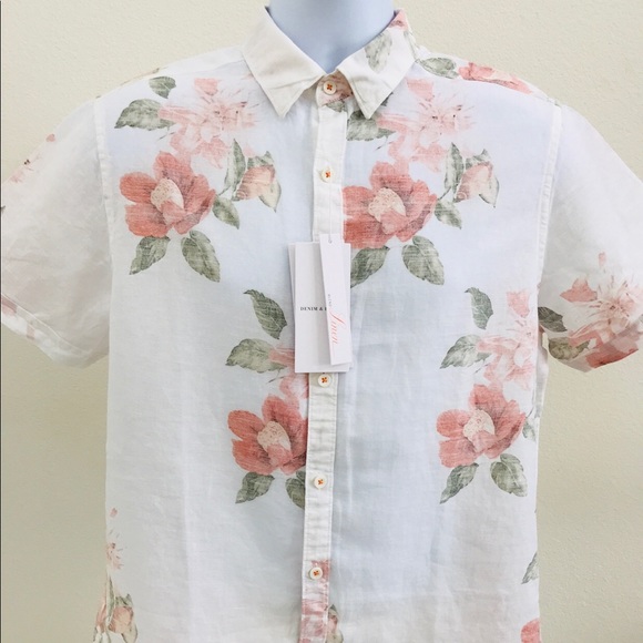 denim and flower brand mens shirts
